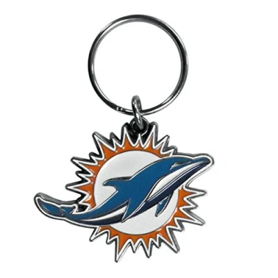 Image of Siskiyou NFL Sports Fan Shop Miami Dolphins Chrome &amp; Enameled Key Chain One Size Team Colors