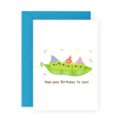 Image of Central 23 Friend Birthday Cards For Women Men Hap pea To You Pun Funny Card Son Daughter Niece Nephew Gifts Him Her Comes With Stickers