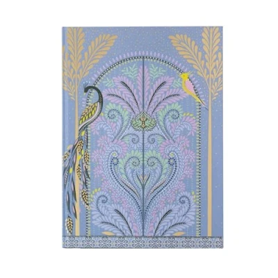 Image of Sara Miller Savannah A5 Fabric Journal, 200 Ruled gold edged pages with ribbon page marker, powder blue