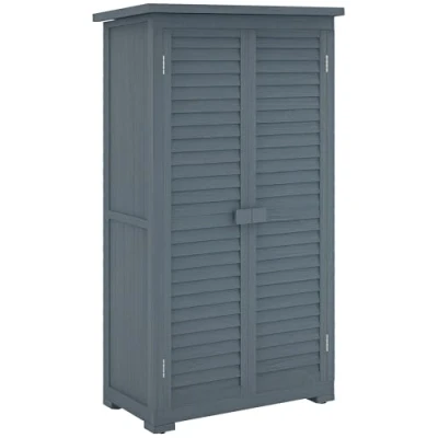 Image of Outsunny Wooden Garden Storage Shed 3 Shelves Tool Cabinet Grey 845 247GY