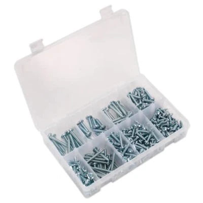 Image of Sealey Self Tapping Screw Assortment DIN 798CZ 305pc Pan Head Pozi Zinc