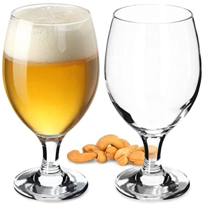 Image of KADAX Stemmed Beer Glasses 400 ml, Transparent Pint for Ales, Lagers and Stouts, Large Glassware with Stem Craft (Set of 2)