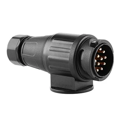 Image of Trailer Plug, Adapter, 12V 13 Pin Electric Plug Plastic Pole Wiring Connector Adapter Black