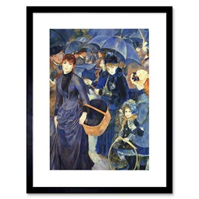 Image of Wee Blue Coo RENOIR UMBRELLAS OLD MASTER BLACK FRAMED ART PRINT B12X1739