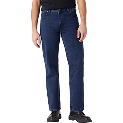 Image of Wrangler Men&#039;s Texas Contrast Straight Jeans, Coalblue Stone, 44W / 34L