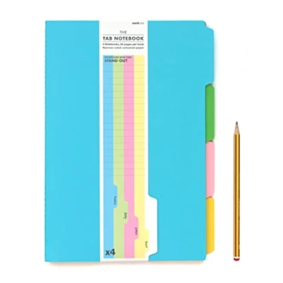 Image of Suck UK A4 Notebook With Tabs Revision Planner Dividers School Supplies &amp; Office Accessories To Do List or Weekly Pack of 4 Lined Paper Note Pads Colour