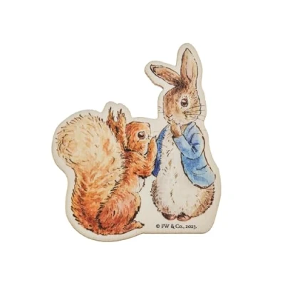Image of Beatrix Potter Peter Rabbit and Squirrel Nutkin Wooden Magnet