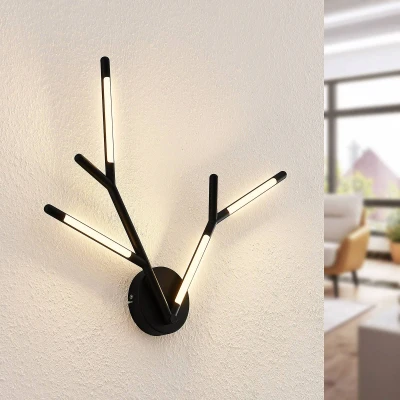 Image of Lucande Cuerno LED wall light in black and white