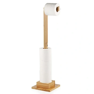 Image of Ecooe Bamboo Freestanding toilet paper holder Storage Roll Ideal for 6 rolls Stand and organizer 2 in 1 Space saving Without drilling 72 cm