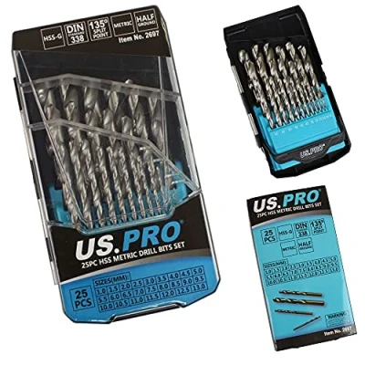 Image of US Pro Bergen 25 Piece HSS Drill Bit Set 1mm 13mm in Metal Case