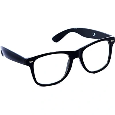 Image of Mustavo Black Frame Clear Glasses Nerd Geek Vintage Retro Secretary Specs Mens Womens Unisex Adult Size