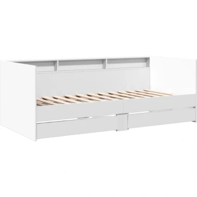 Image of vidaXL Daybed with Drawers without Mattress White 75x190 cm Small Single