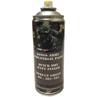 Image of Kings Army Spruce Green Bs 381 284 Military Matt Spray Paint 400ml Vehicle Paint, Airsoft, Paintball, Model Maker Fishing