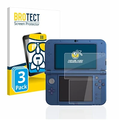 Image of brotect Glass Screen Protector Film compatible with Nintendo New 3DS XL (3 Pack) Foil 9H Protection [Scratch Resistant, High Clarity]