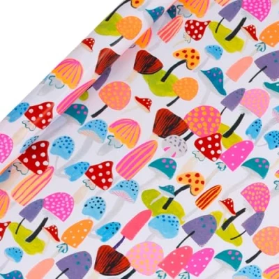 Image of Glick Luxury Roll Wrap, Shining Shrooms, Wrapping Paper 4 metres x 70 cms, Suitable for Birthdays &amp; Other Celebrations