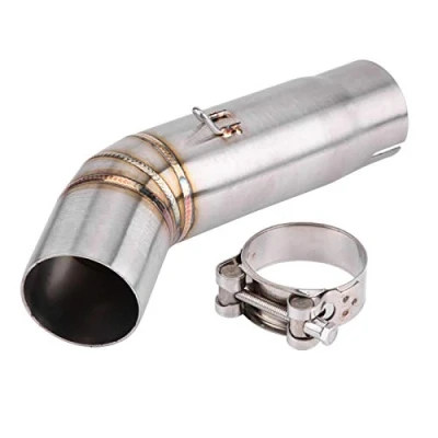 Image of Qiilu Motorcycle Mid Link Pipe, 51MM Full Exhaust System Vent Middle Pipe Connect for Suzuki GSX R600/GSX R750 K8 2008
