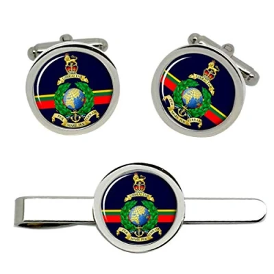 Image of Giftshop UK Royal Marines Cufflinks and Tie Clip Set