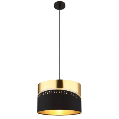 Image of Or Cylindrical Pendant Ceiling Light Matt Black 1x E27