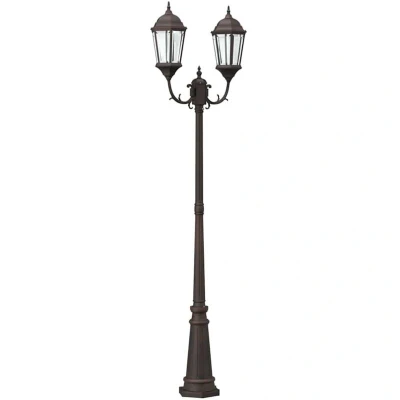 Image of vidaXL Garden Light Post 2 Lamp E27 Bronze 235 cm Aluminium