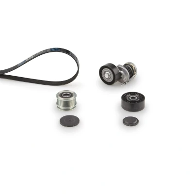 Image of 6PK1613, OAP7013, T36248, T38427 V ribbed belt set GATES K086PK1613 with freewheel pulley FleetRunner Micro Stretch Fit AUDI: A4 B7 Avant