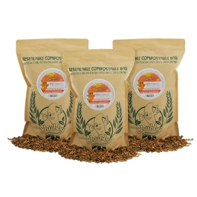 Image of Chubby Mealworms EU Grown Refill Bag (3Kg), Dried for Wild Birds, Protein Rich Meal Worms High Energy Reptiles, Gecko