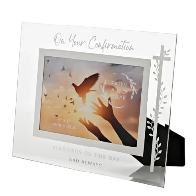 Image of Widdop Faith and Hope Glass Frame Confirmation Photo 4&quot; x 6&quot; Religious Commerative Gift Picture