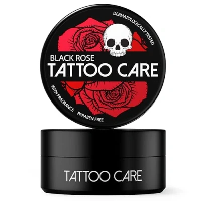 Image of Tattoo Care Classic Unscented Aftercare &amp; Brightener Ointment for New Older Tattoos Deeply Moisturizes and Refreshes Enhances Colors, Prevents Ink Fading, Brings Back Shine (Black Rose)