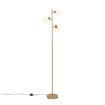 Image of Qazqa Floor lamp Gold with Opal Glass 3 Light Adjustable Anouk Art Deco Suitable for LED E14 Living Room I Bedroom