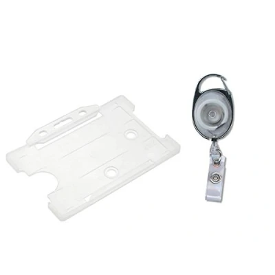 Image of ID Card It Clear Holder and Retractable YoYo Security Key Clip Reel