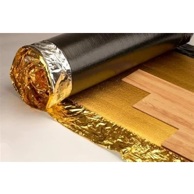 Image of Wood &amp; Laminate Underlays Floor Leveling Damp Proof Membrane Properties 2mm 3mm and 5mm Thickness Heat Insulation Sound Proofing (5mm DPM Gold (1m x 7.5m))