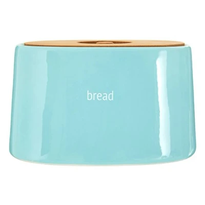 Image of Premier Housewares Bread Bin Bamboo Lid Biscuit Tins Storage Tapered Dolomite Basket Blue Jar 19 cm x 33 22