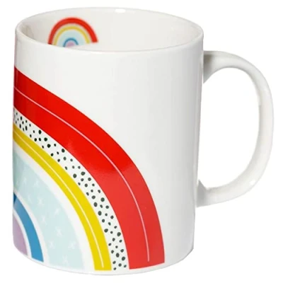 Image of Puckator Somewhere Rainbow Porcelain Mug, Tea Coffee Hot Drinks Microwave &amp; Dishwasher Safe Height 9.5cm Width 12cm Depth 8cm 300ml Capacity