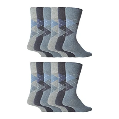 Image of 12 Pairs men&#039;s gentle grip no elastic socks 6 11 uk, 39 45 eur, Plain Colours (MGG21)