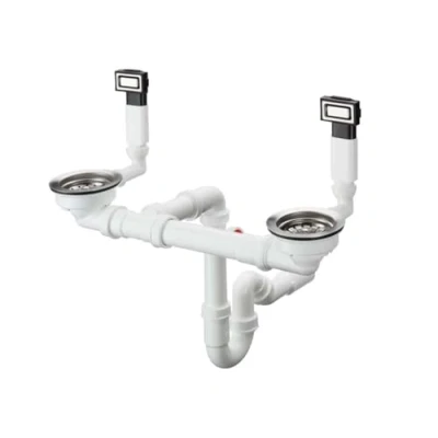Image of hansgrohe 43922800 Manual Waste and Overflow Set for Double Bowl, Multicolor