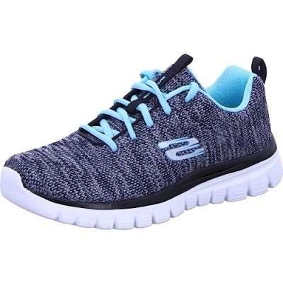 Image of Skechers Graceful Twisted Fortune Womens Trainers 4 UK Black/Turquoise