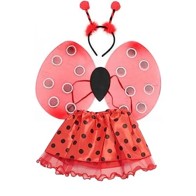 Image of Topkids Accessories Tutu and Animal Headband Costumes for Kids, Girls Dressing Up Costumes, Fancy Dress, Toddler Dress Up, Dragon Costume, Devil Ladybird Costume (Ladybug Tutu)