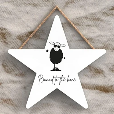 Image of Global Designs Sheep Baaad To The Bone Cute Animal Theme Wooden Hanging Plaque