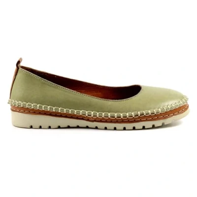 Image of Ladies Dove Khaki Leather Pump Shoe 5