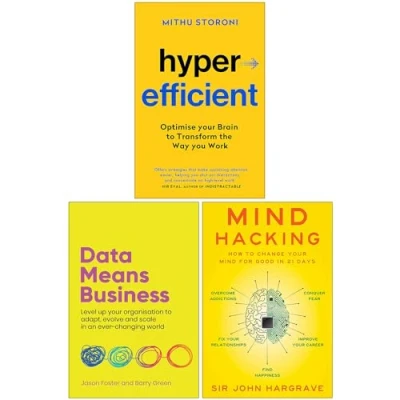Image of Hyperefficient, Data Means Business &amp; Mind Hacking 3 Books Collection Set