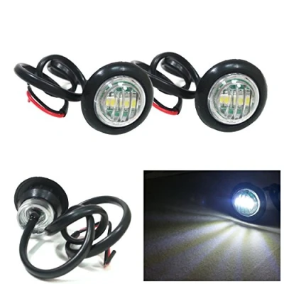 Image of flexzon 2 Pcs LED White Round Rear Side Marker Lights Lamps 12V For Truck Trailer Lorry