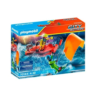 Image of Playmobil City Action 70144 Sea Rescue: Kitesurfer Rescue with Speedboat, For Ages 4+