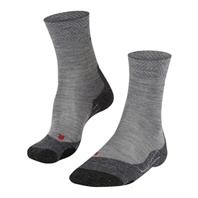 Image of FALKE Women&#039;s TK2 Explore Melange W SO Wool Thick Anti Blister 1 Pair Hiking Socks, Grey (Mid 3530), 4 5