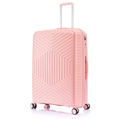 Image of DK Luggage 24&quot; Medium Hard Shell Polypropylene PP Suitcase 4 Wheel Spinner PP20 Light Pink