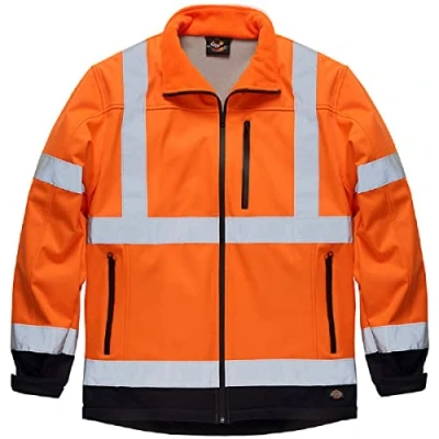 Image of Dickies Mens Hi Vis Softshell Jacket BREATHABLE Warm Orange Rail Railway SA4006 S 4XL (3XL)