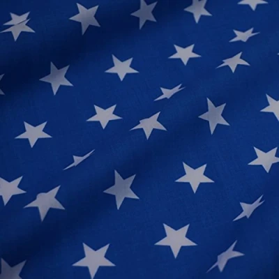 Image of Royal Blue Polycotton Fabric with White Stars (Per Metre)