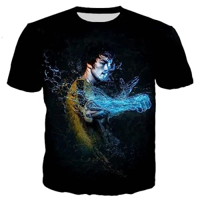 Image of Li Xiaolong Dragon T Shirt Men&#039;s Kung Fu Martial Art 3D Printed Shirts Short Sleeve Crew Neck Summer Casual Tee Tops