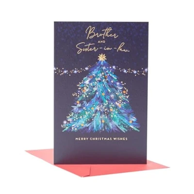 Image of UK Greetings Christmas Card for Brother and Sister In Law Stunning Tree Design