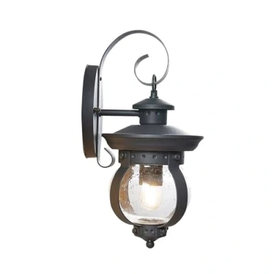 Image of Outdoor Wall Light &#039;Farley&#039; dimmable (Antique, Vintage) in Black Made of Metal (1 Source, E27) from Lindby lamp for Exterior/Interior Walls, House, Terrace und Balcony