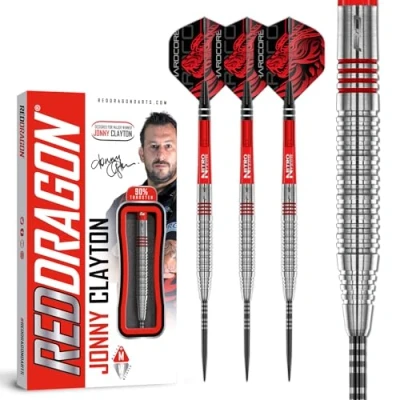 Image of RED DRAGON Jonny Clayton Original 2.0 24 Gram Premium Tungsten Steeltip Darts Set with Flights and Stems