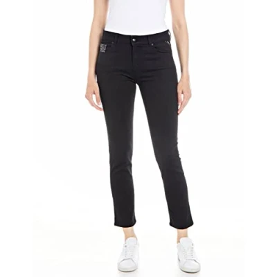 Image of REPLAY Women&#039;s WA429A Faaby Power Stretch Jeans, Black 098, 30W / 30L